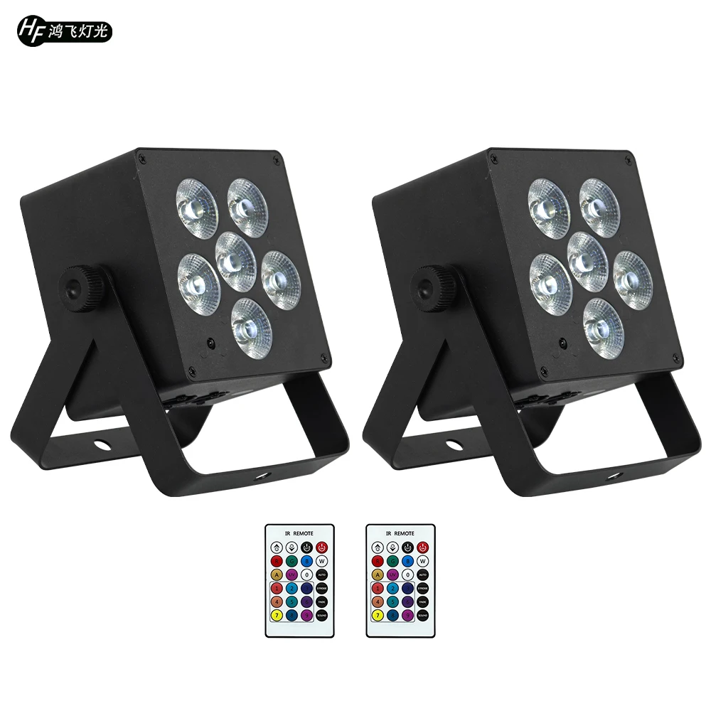 2 Piece 6x18w LED Par Light RGBWA UV 6in1 Rechargeable Stage Lights With Remote Contro Function