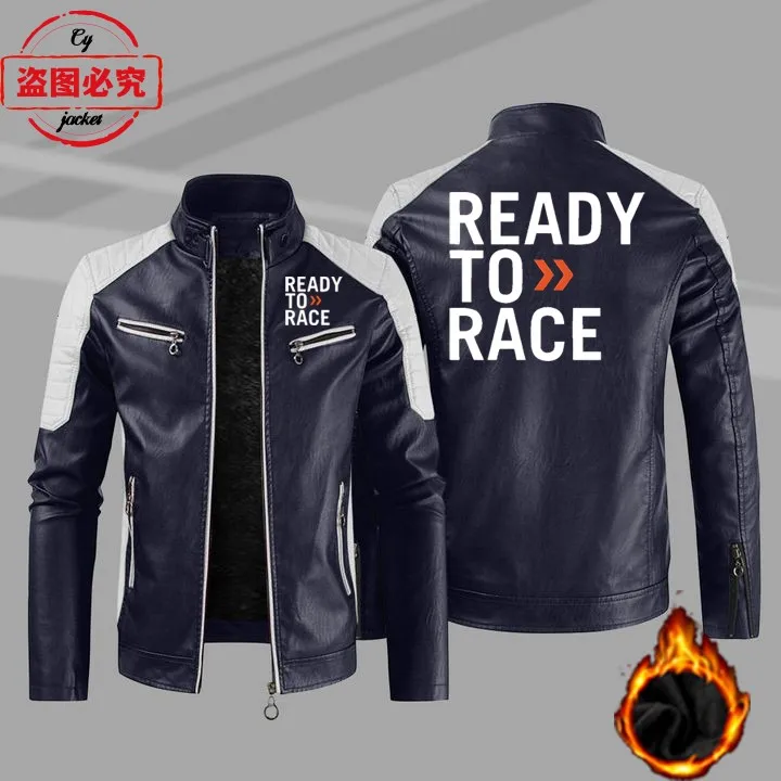 Ready To Race Printed Motocross Endurance Leather Jacket PU Leather Jacket Autumn/Winter Men's Jacket