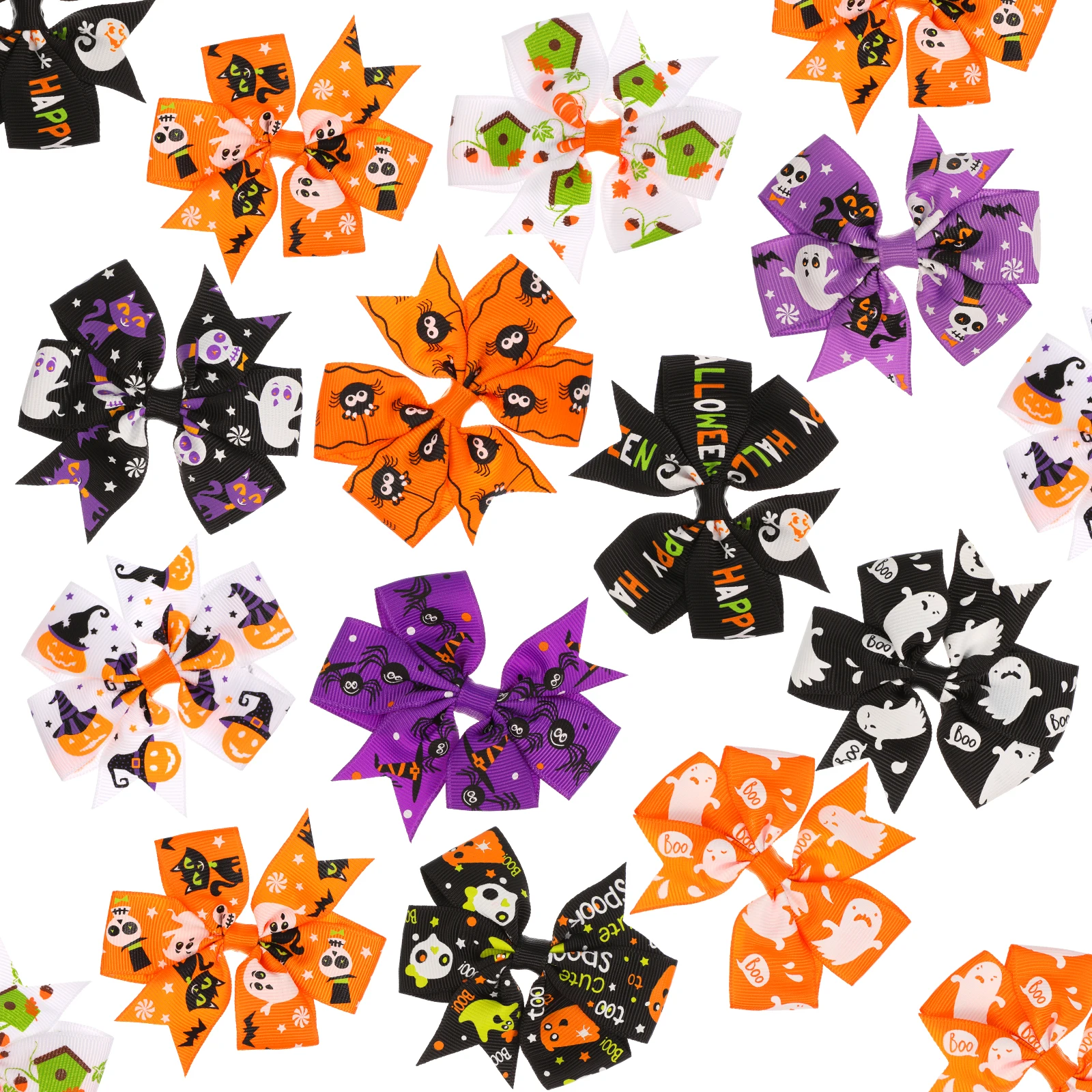 

24pcs Bow Hair Clips Halloween Accessories Kids Bowknot Hairpins Girls Premium Material Comfortable Classic Patterns Suitable