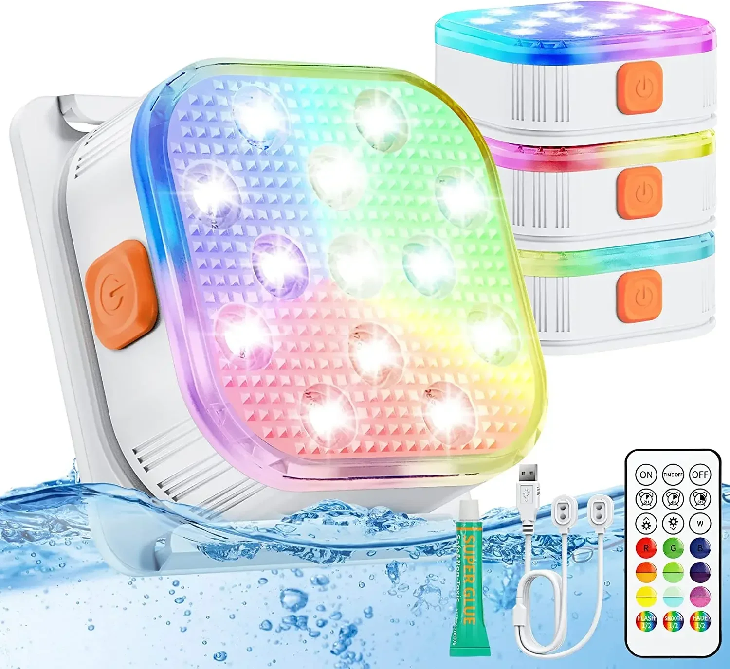 

Nice Underwater Lights LED Submersible Pool Lights Rechargeable 200FT Remote Control Swimming Pool Light With Timer Color Changi