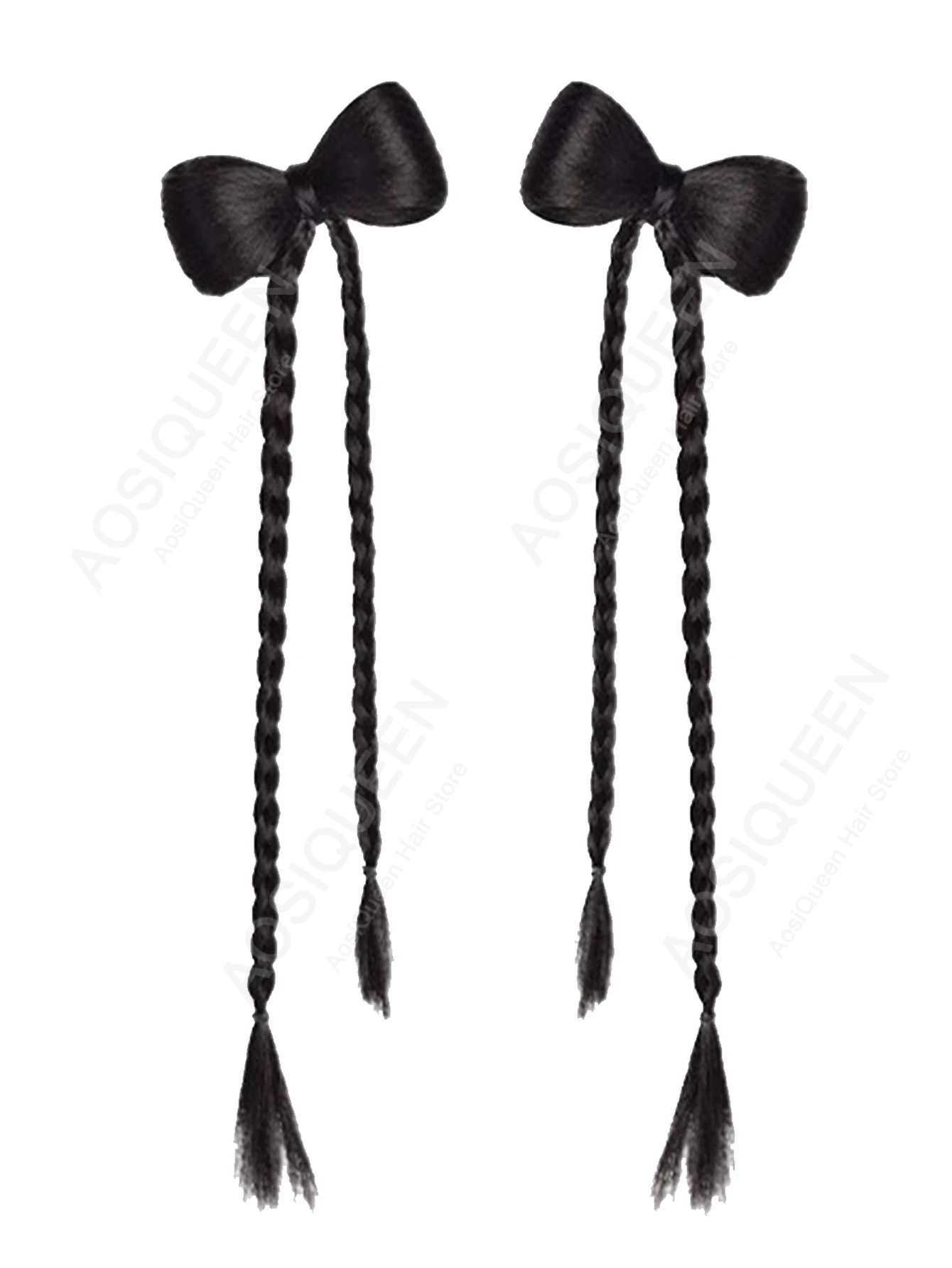 AOSIQUEEN 14inch Bow-tie Double Braided Ponytail Wig Suitable For Women And Children For Everyday And Holiday Use.
