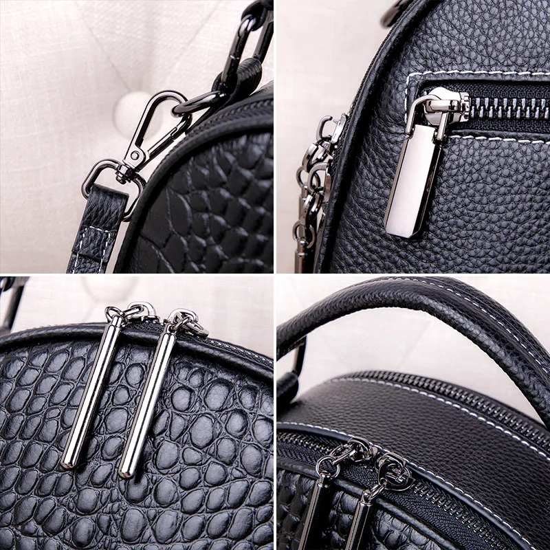 MOTAORA Women Crocodile Shoulder Bag 2024 New Genuine Leather Top-handle Bag Ladies Luxury Design Small Round Bags For Female