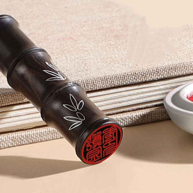 Bamboo Section Sandalwood Personal Name Seal Custom Stamp for Calligraphy Painting Collection Book Gift Box Chinese Style Gift