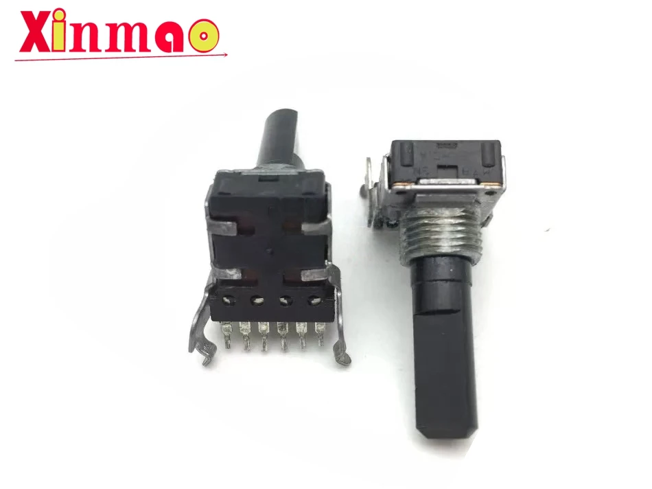 1pcs RK12 type 6-pin dual potentiometer straight pin B50K axis length wrapped thread 23MM