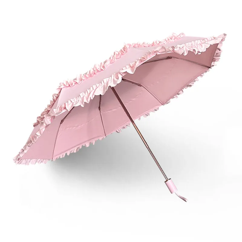 Vintage Lace Umbrella Foldable Travel Umbrella Elegant Pink Lolita Umbrella for Shooting Props, Wedding, Tea Party view 2