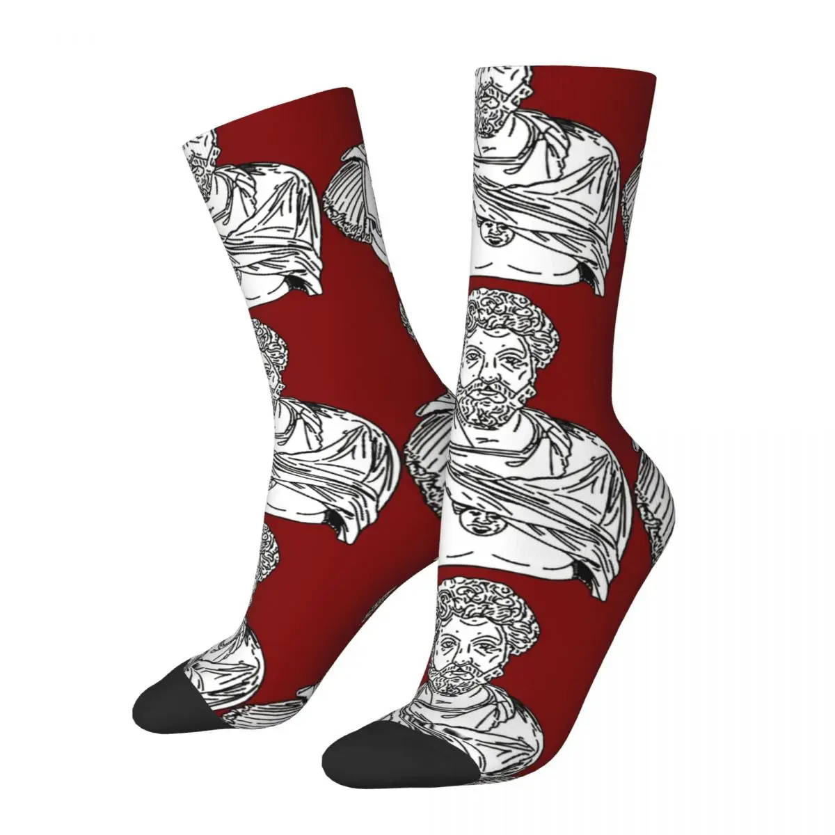 Funny Crazy Sock for Men Marcus Aurelius Hip Hop Harajuku Ancient Roman SPQR Happy Pattern Printed Boys Crew Sock Casual Gift