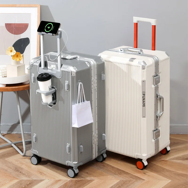 Aluminum Frame Suitcase Women's 2024 New Large-capacity Suitcase, Sturdy and Durable Trolley Suitcase, Men's Cabin Suitcase