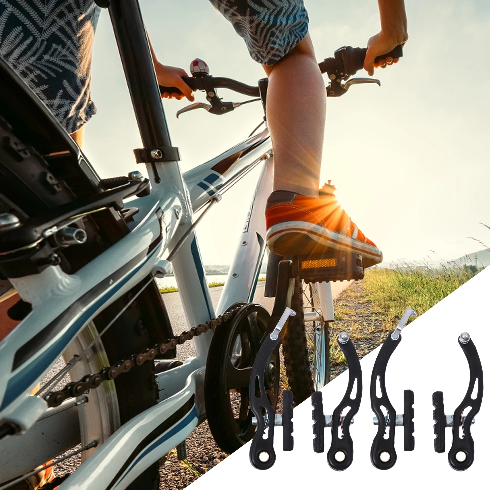 

2Pairs Bicycle Brake Caliper Rim Set High Performance Wear Resistant Pads for Road Bike Front and Rear Installation