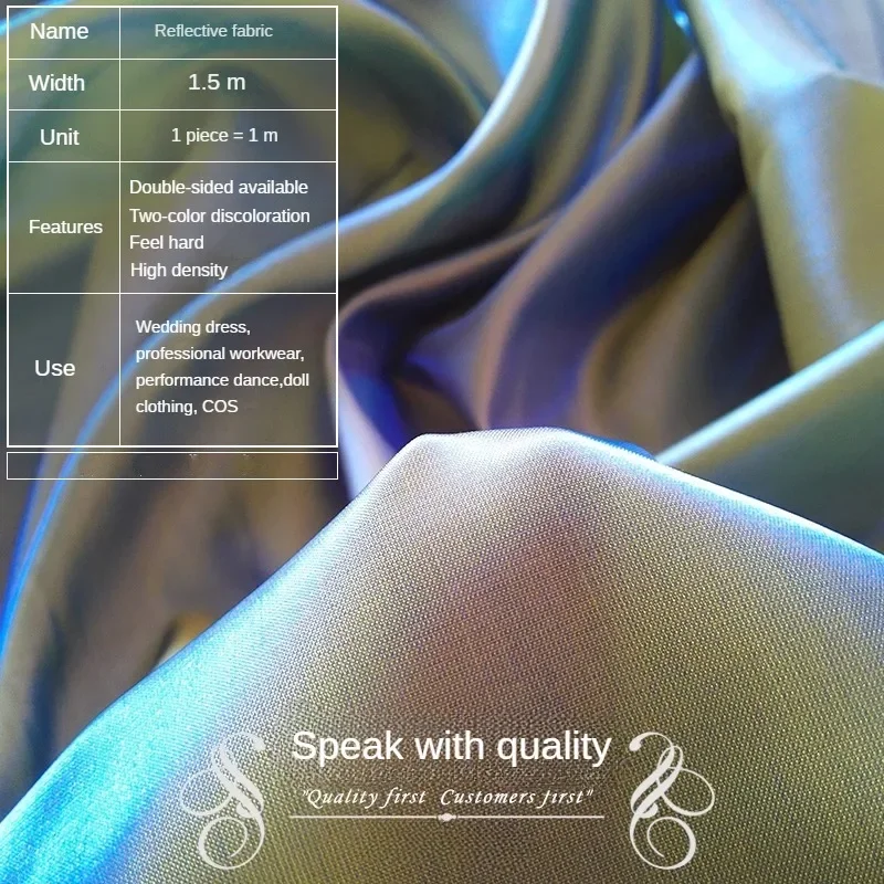 Double Sided Color Changing Reflective Fabric Thin By The Meter for Wedding Dress Costume Doll Clothes COS Sewing Cloth Glossy - Image 2