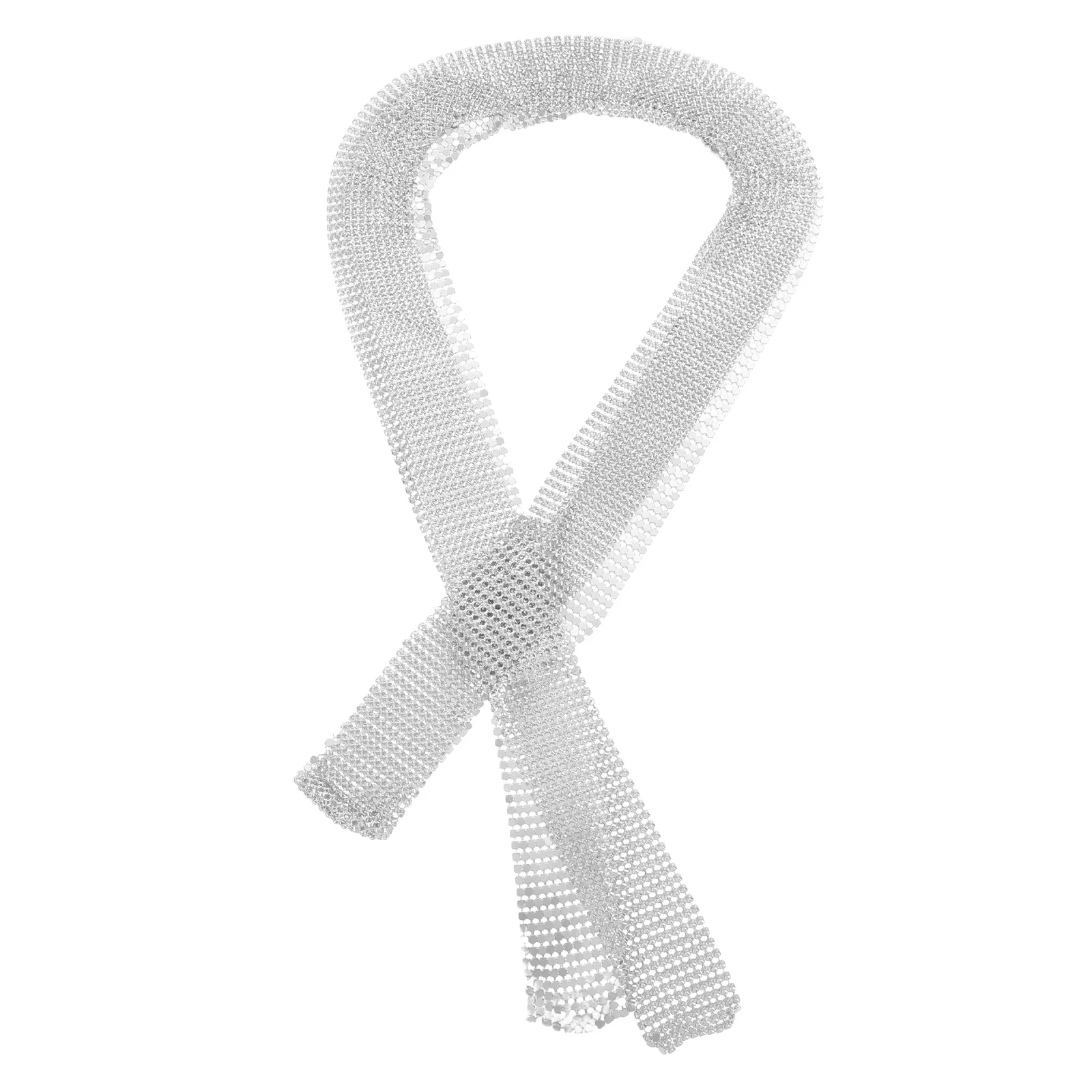 

Metal Sequin Necklace For Women Fashion Sparkle Scarf Tie Long Thin Shawl Evening Party Wear Disco Nightclub Accessory