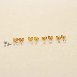 Sumper Mini 1.5MM 2MM 3MM Zircons Stud Earrings Gold-Plated With Stainless Steel For Men And Women