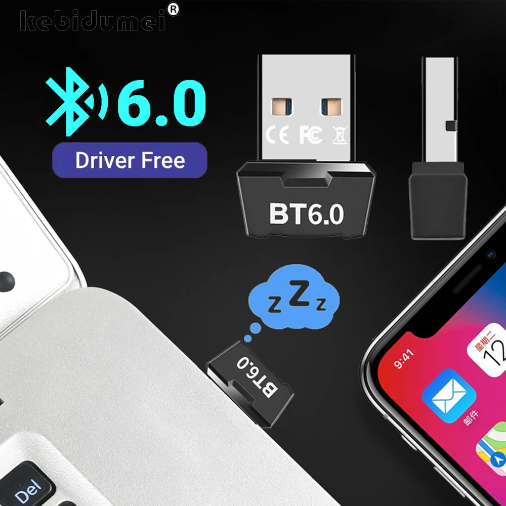 

USB-адаптер Bluetooth 6.0 Bluetooth-приемник-передатчик для ПК Windows 11/10/8.1 Bluetooth6.0 адаптер ключа для клавиатуры/мыши