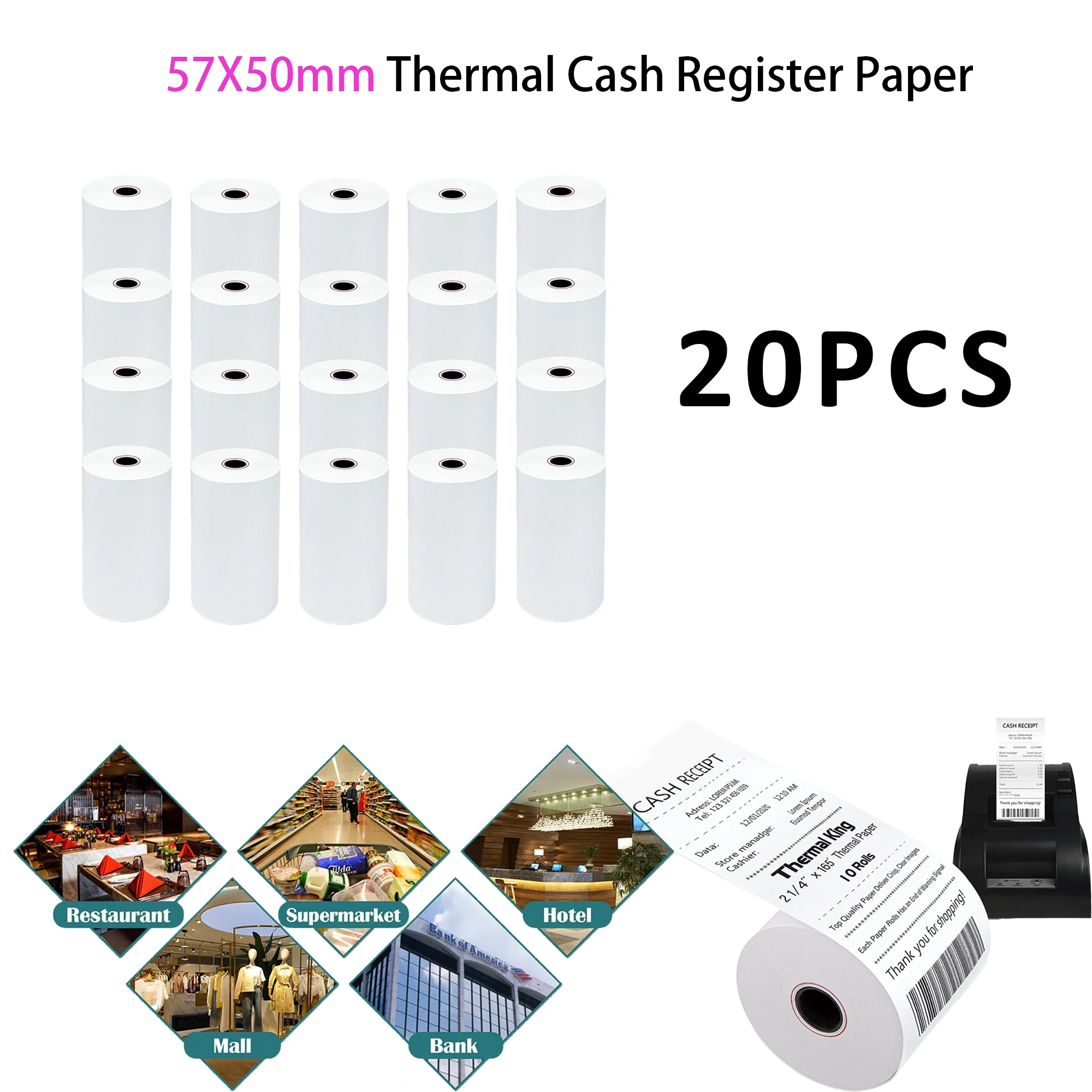 

Cash Register Thermal Paper Rolls 50ft 15m Receipt paper rolls Point of Sale Credit Card Paper For Thermal printer paper