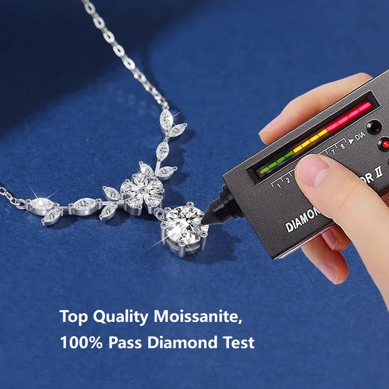 Halaile 1CT D Color Moissanite S925 Sterling Silver Cassia Twig Necklace Trendy Neck Chain Fine Jewelry Women Wedding Gift
