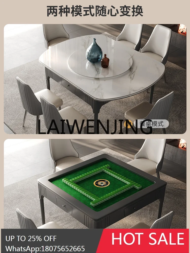 High-End Stone Plate Mahjong Dining Table Integrated Household Multi-Functional Mid-Ancient Style Solid Wood Mute Machine