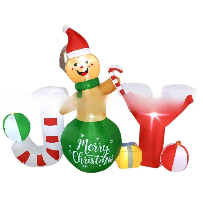 Christmas Inflatable Christmas Gingerbread Man Bell Alphabet Air Mold LED Light Luminous Ornament Garden Ornament