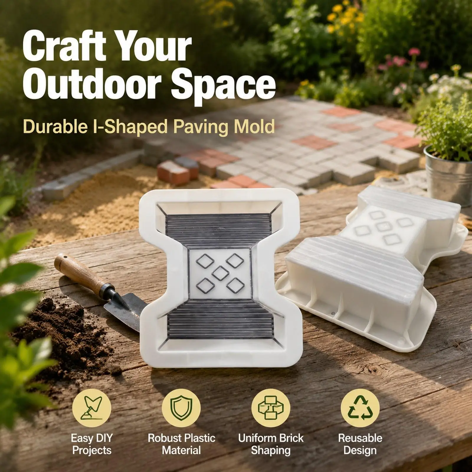 Concrete Brick Mould, Decorative DIY Path Maker for Outdoor Patio Sidewalk Landscaping