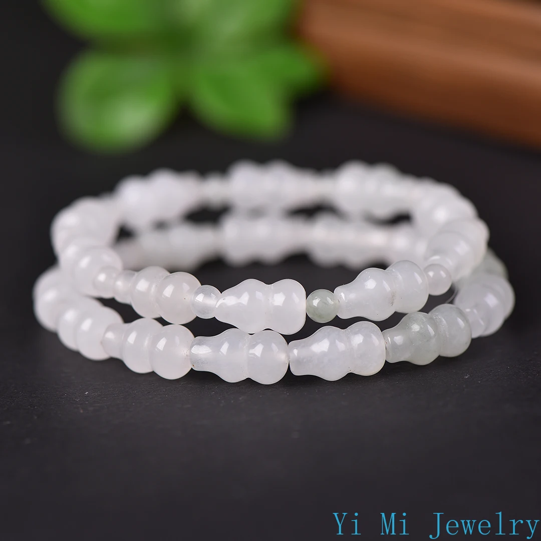 100% Natural Golden Jade Tianshan Cui Bracelet Fashion White Gourd Beads Ladies Jewelry Accessories Mom Girlfriend Gift