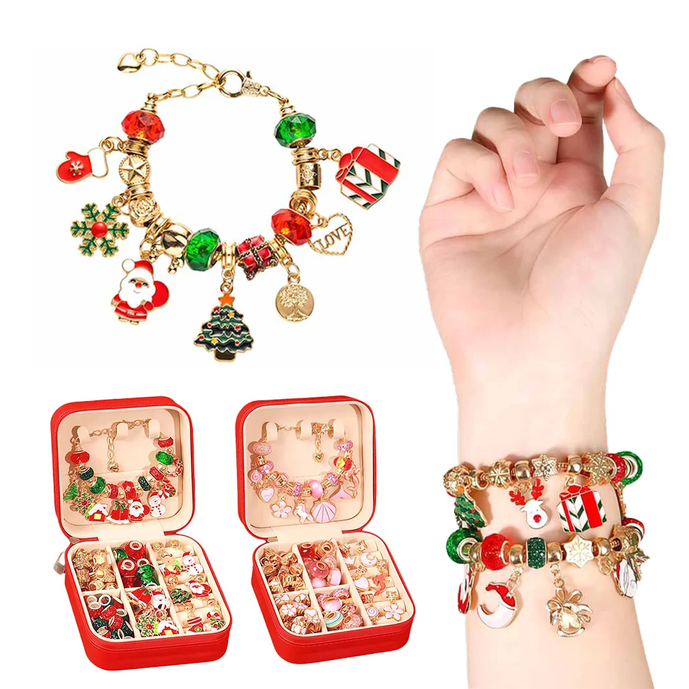 

Christmas Gift Box DIY Beaded Bracelet Kit for Kids – Colorful Beads Jewelry Making Craft Set Party Favors & Decorations