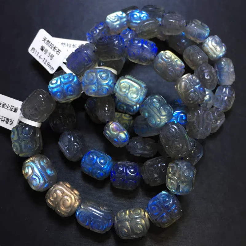 

Натуральный синий лабрадорит, легкий браслет, прозрачные бусины для женщин и мужчин, драгоценный камень, серый лунный камень, 13x9 мм, бусины из лабрадорита AAAAAA