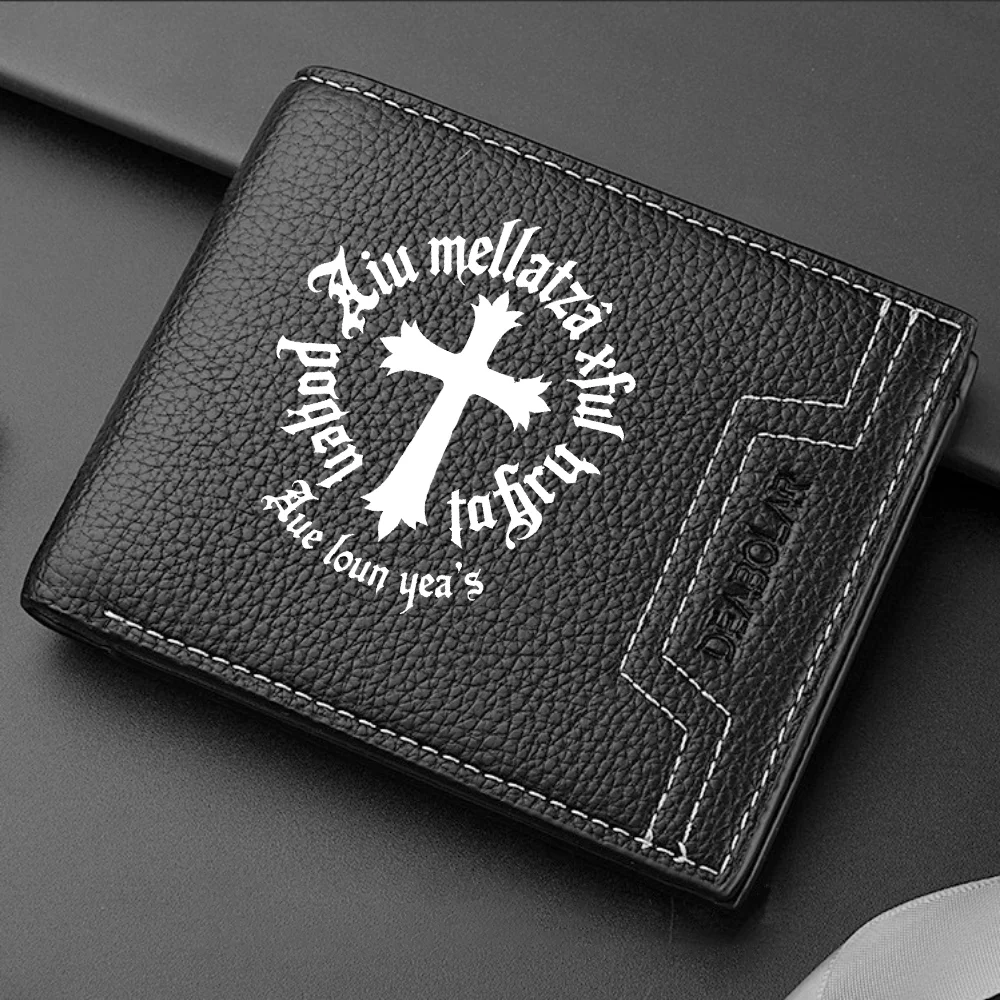 Classic Short PU Leather Men's Wallet Casual Print Design Card Holder High-Quality Simple Male Wallet