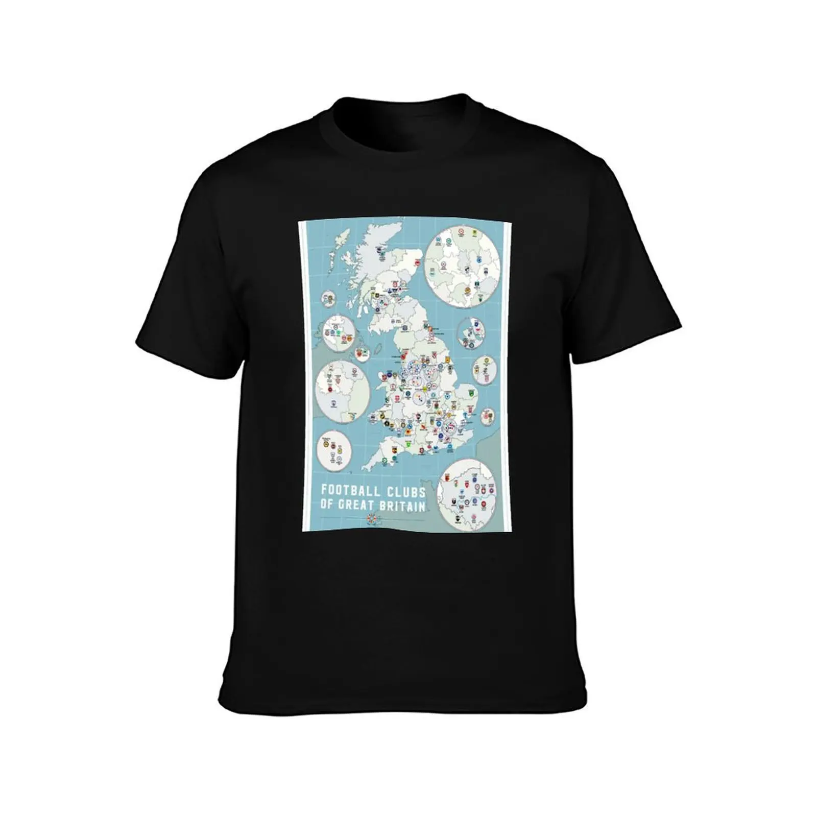 Map of Football Clubs in Great Britain T-Shirt Summer Casual Cotton Tee Oversized Streetwear Tops Vintage Graphic Print