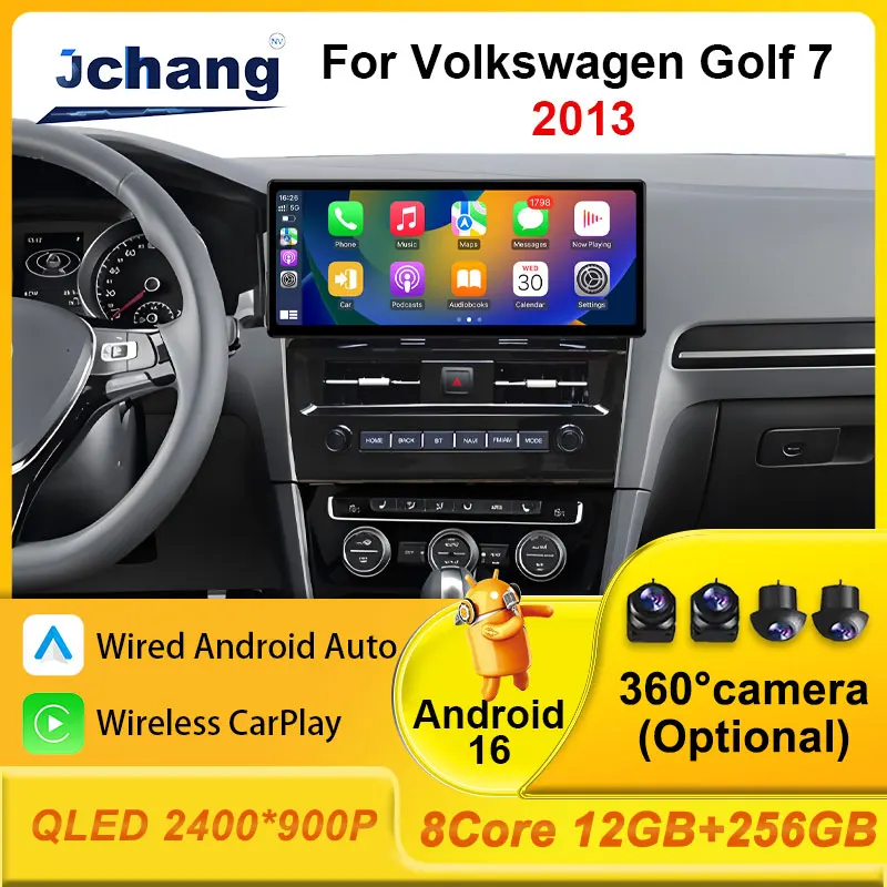Android 16 for Volkswagen Golf 7 2013 Car Radio Audio Video Multimedia Player Wireless CarPlay DSP Stereo WiFi 4G BT Accessories