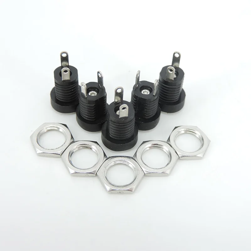 DC022B 5,5 x 2,1 mm Gniazdo zasilania DC Złącze żeńskie DC 2 Zacisk 2-pinowe Złącze do montażu panelowego Adapter wtyczki 5,5 * 2,5 — zdjęcie 4