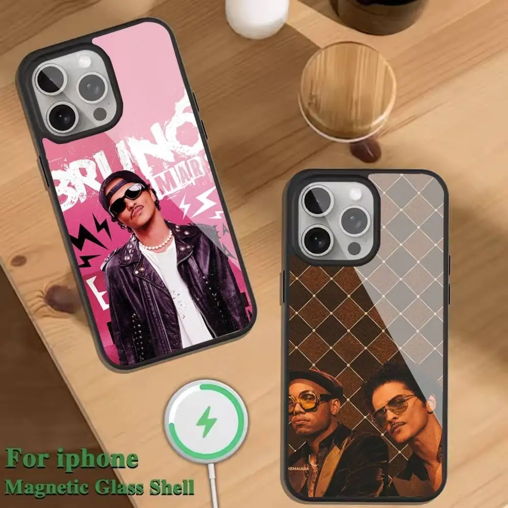 

B-Bruno M-Mars Martian Phone Case For Magnetic Wireless Charge Cover For iphone 16 15 14 13 12 11 Pro Max Plus Coque