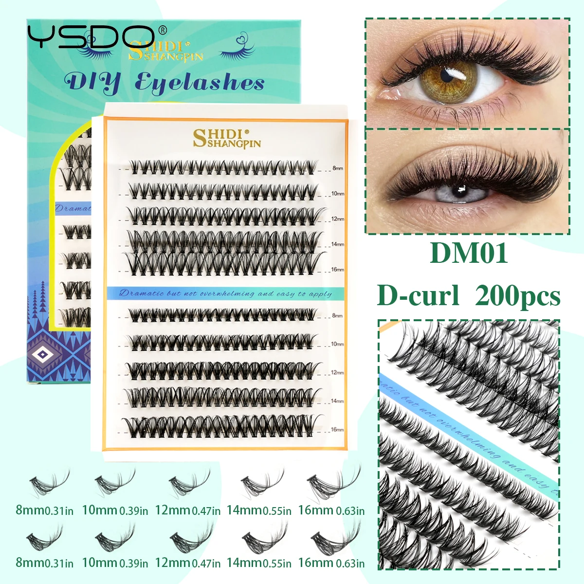 YSDO DIY Einzelwimpern D-Curl Natürliche Wimpernverlängerung Volumen Weiche 3D Nerz Falsche Wimpern Wimpernbüschel Make-up Faux Cils – Detail 6