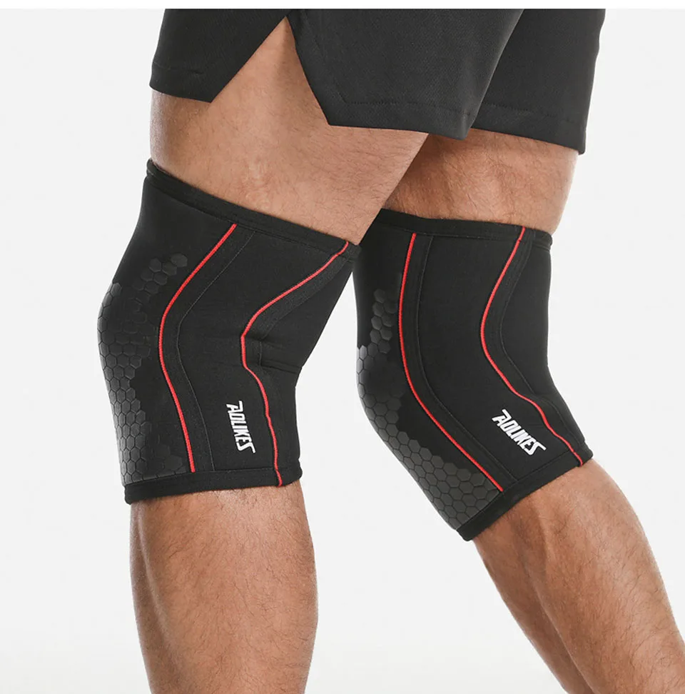 AOLIKES Kniebandagen für Gewichtheben – 7 mm dicke Premium-Neopren-Kniebandagen zum Gewichtheben, für Kniebeugen, Powerlifting und Kreuzheben – Detail 19