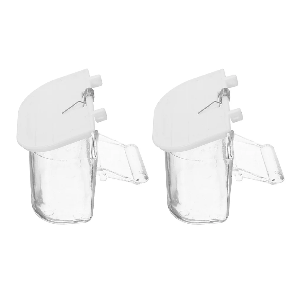 

2Pcs Clear Bird Food Container for Cage Dual Compartment Feeder with Spring Clip for Parakeet Cockatiel Neat Organized Feeding