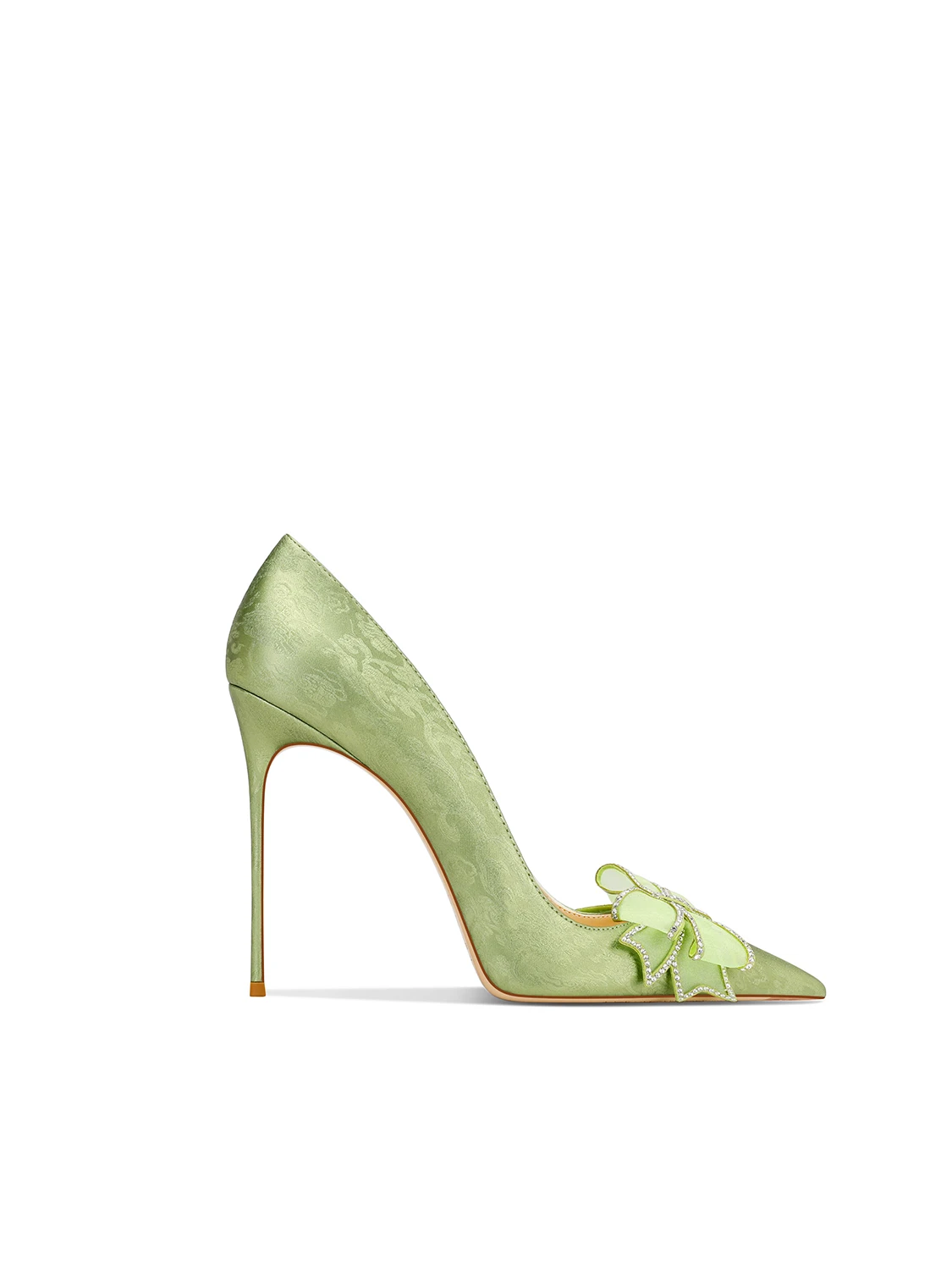 2025 Spring New Grass Green Temperament Celebrity Dress Pointed Stiletto High Heels Women