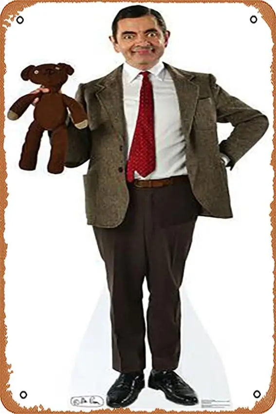 Metal Tin Sign  - Mr. Bean And Teddy - Poster Metal Plaque Cafe, Bar, Home Wall Decor-aluminum