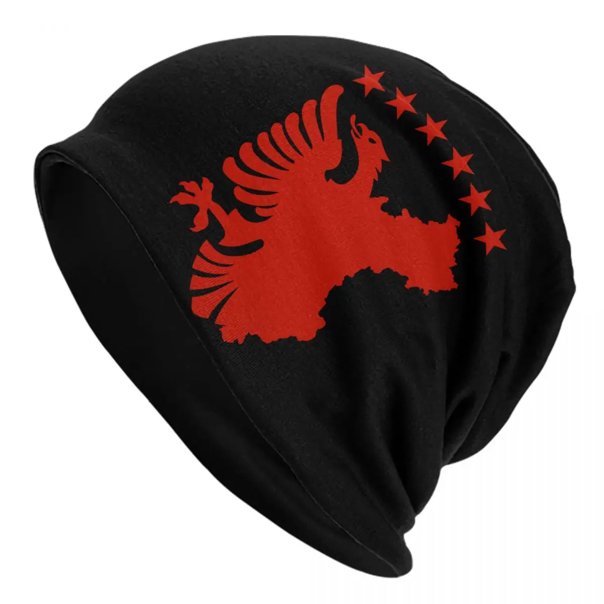 Custom Shqipe Flag Essential Skullies Beanies Caps Unisex Knitting Hat Adult Kosovo Albania Eagle Bonnet Hats Outdoor Ski Cap