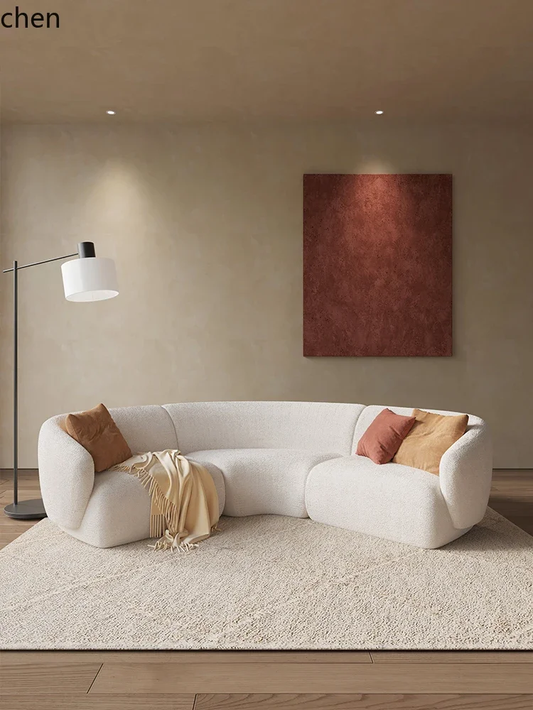 curved corner sofa small apartment lamb wool office lounge area reception