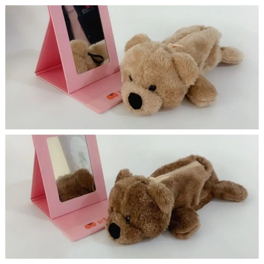 لطيف سعة كبيرة أفخم حقيبة أقلام رصاص الحيوان لينة الدب قلم رصاص الحقيبة تخزين سستة الكرتون دمية دب الأطفال