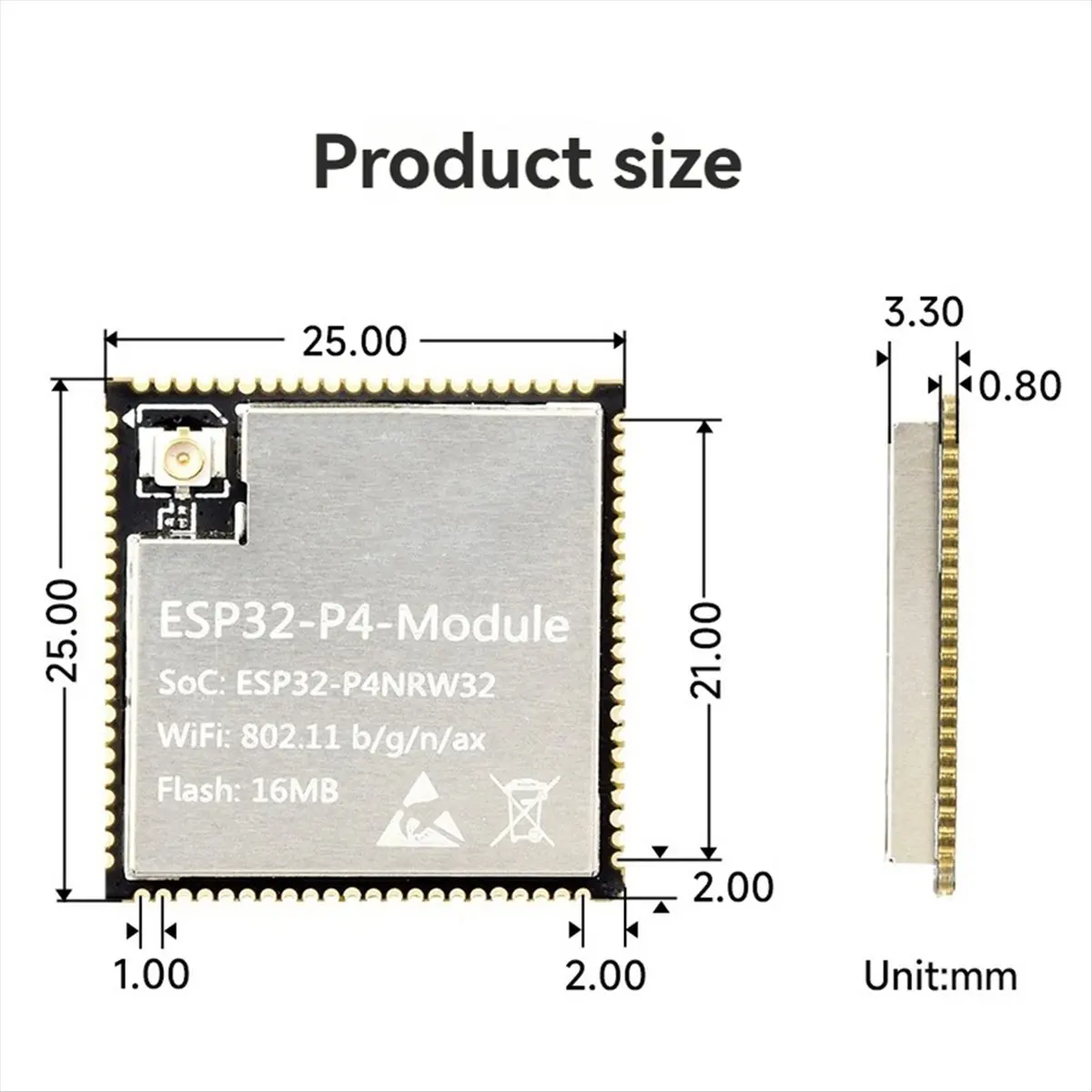 A46U P4 Module Core Board Dual-Core RISC-V PSRAM 32MB Flash 16MB Supports 2.4G Wi-Fi/BT 5.3 Onboard C6