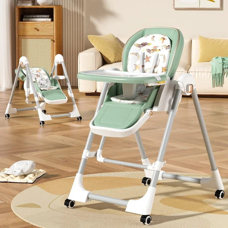 Adjustable Folding Baby High Chair Booster Seat for Dining Table with Detachable Tray and Safety Belt