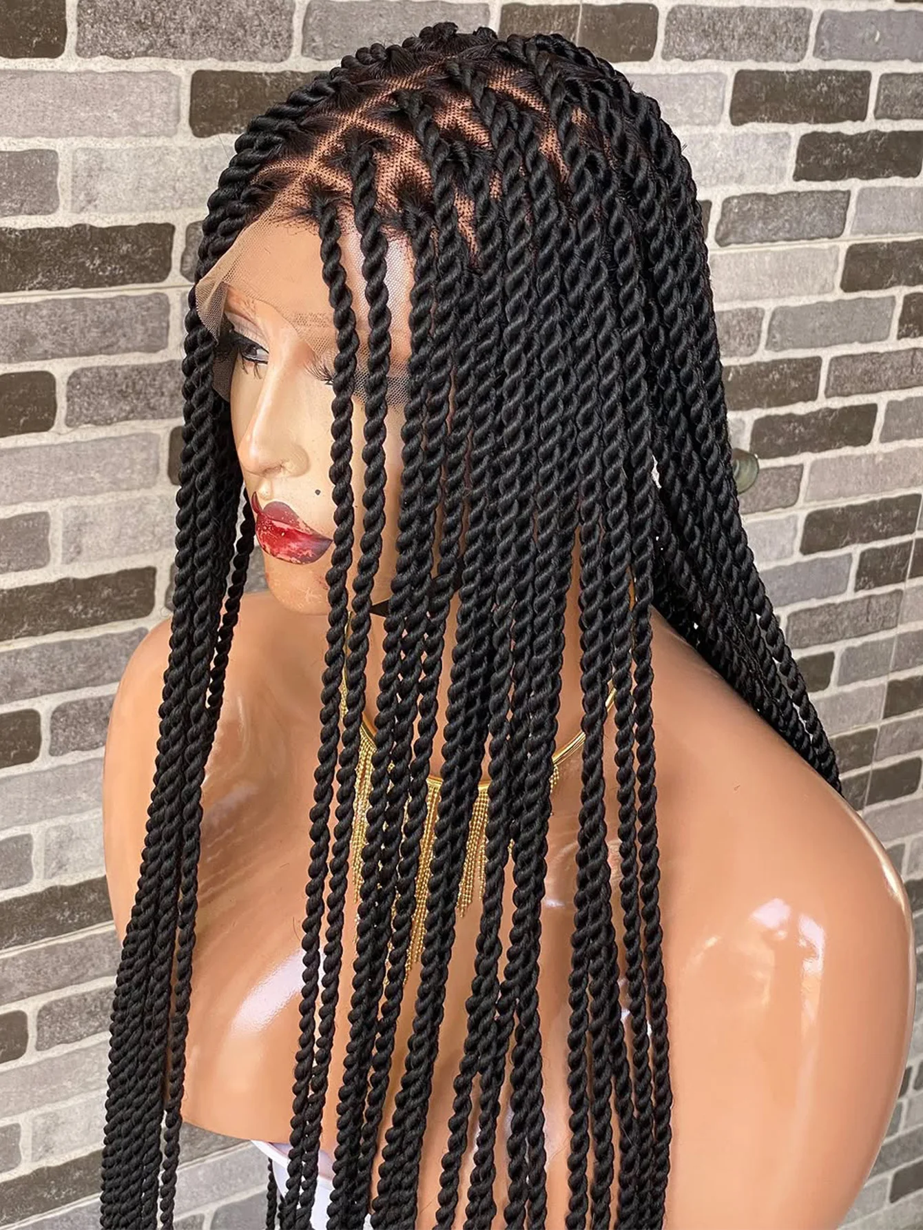Senegalese Twists Synthetic Braided Wigs Long 40Inch Full Lace Wigs With Baby Hair Knotless Box Braiding Wigs For Black Women