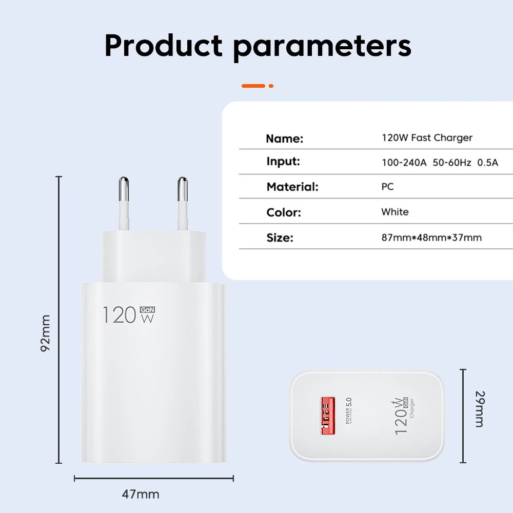 Caricabatterie USB GaN da 120W cavo di tipo C a ricarica rapida 3.0 per iPhone 14 13 12 adattatore per caricabatterie a ricarica rapida per telefono