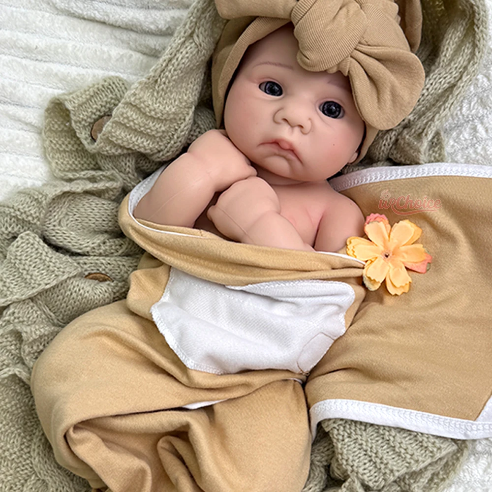 Soft 39cm Silicone Reborn Doll Boy with Sparking Bright Eyes Soft Body Newborn Baby for Birthday Gifts Photo Props