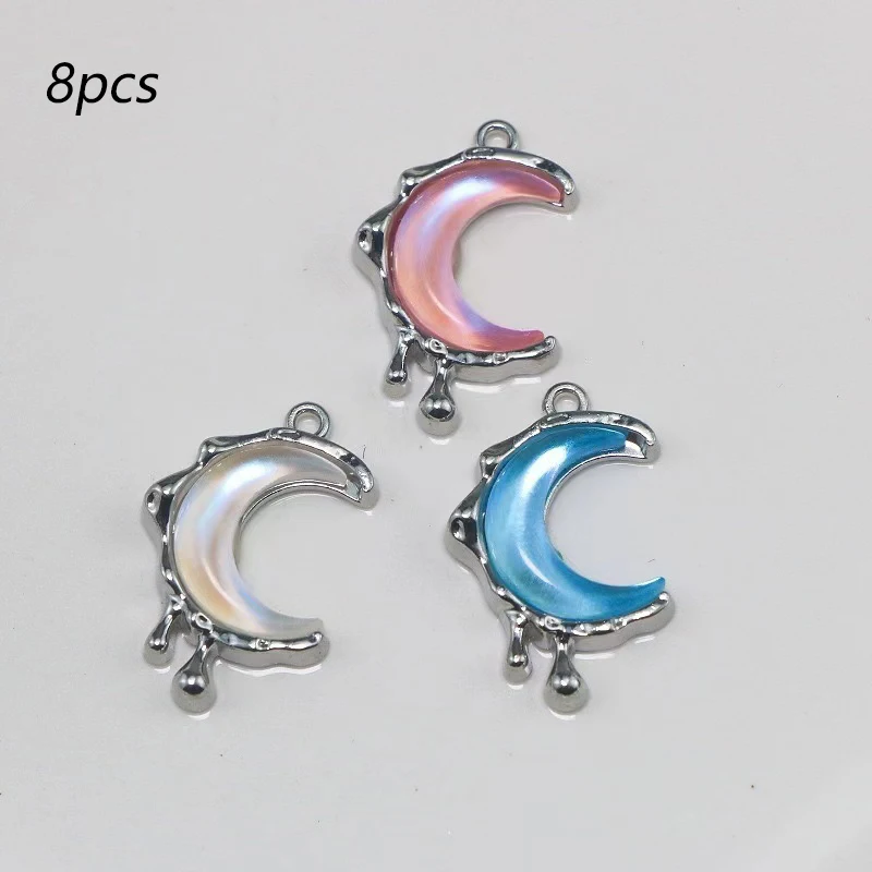 

8Pcs Alloy crystal Charms Crescent Moon Pendants for Diy Earring Necklace Bracelet Jewelry Making Supplies