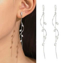 925 Silver Needle Korean Fashion Long Crystal Tassel Earrings For Women Jewelry 2026 Trending Rotating Twisted Women's Earrings