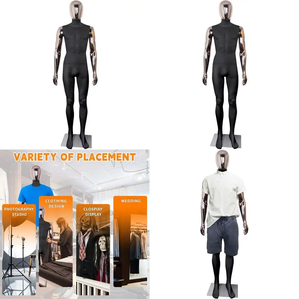 

Adjustable 73 Plastic Male Mannequin with Detachable Head and Metal Base