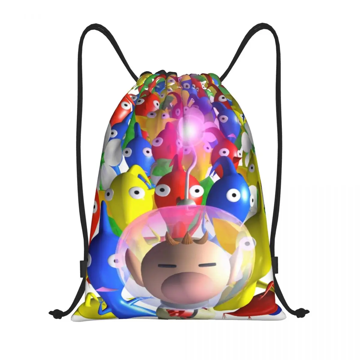 

Custom Pikmins Video Gamer Drawstring Bags for Shopping Yoga Backpacks Women Men Sports Gym Sackpack