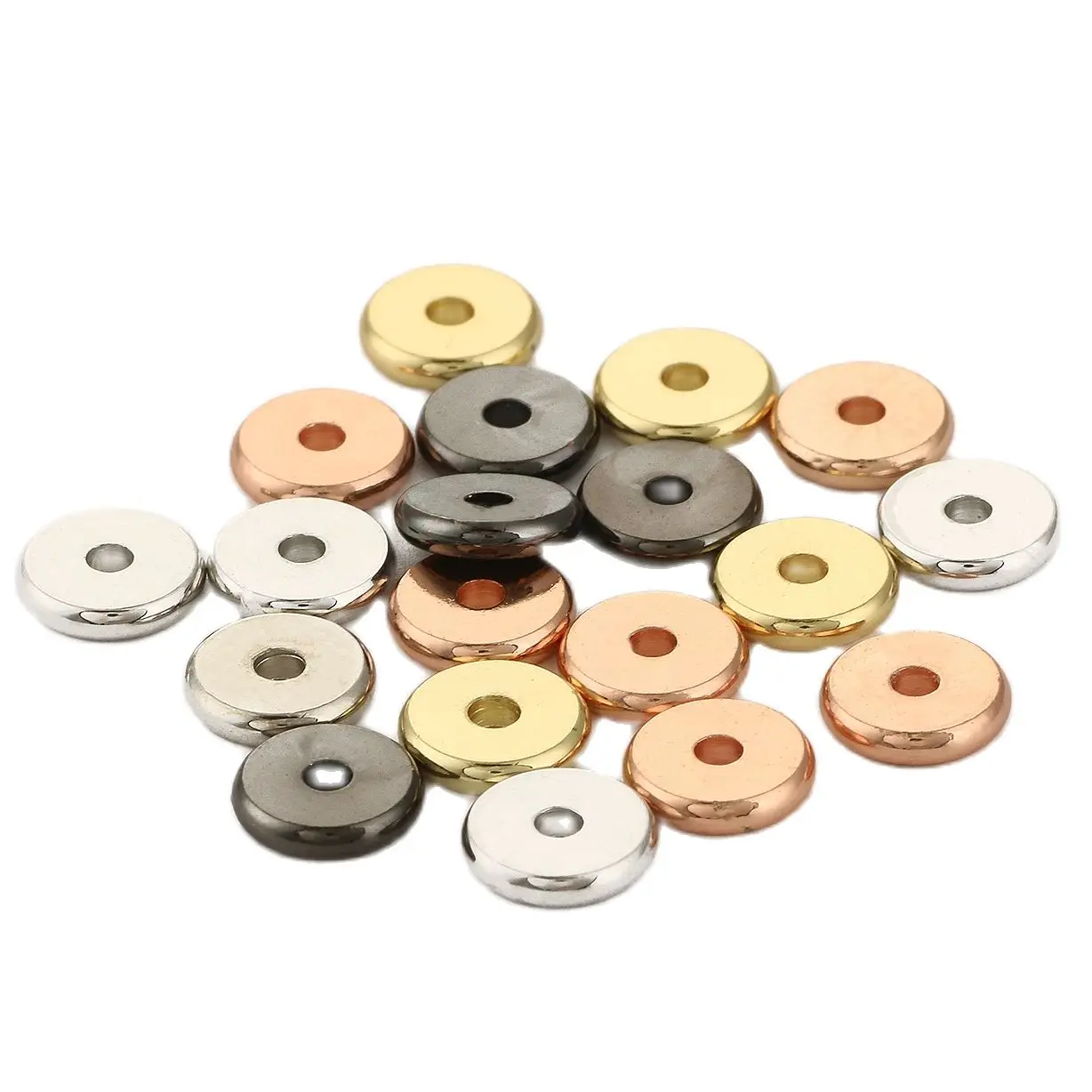 Stainless Steel Charm Spacer Beads Flat Round Loose Beads DIY Bracelet Wheel Bead For Jewelry Making Finding Accessories 4/6/8mm