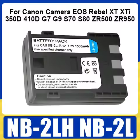 NB-2LH NB-2L Battery 1500mAh Li-ion Rechargeable Battery For Canon Camera EOS Rebel XT XTi 350D 410D G7 G9 S70 S80 ZR500 ZR950