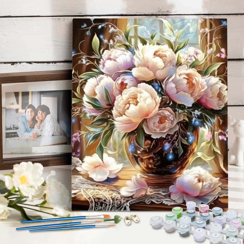 

RUOPOTY Painting By Numbers For Adults Color Markers Flowers Canvas Handmade Acrylic Diy Crafts Artwork pictures wall decoration