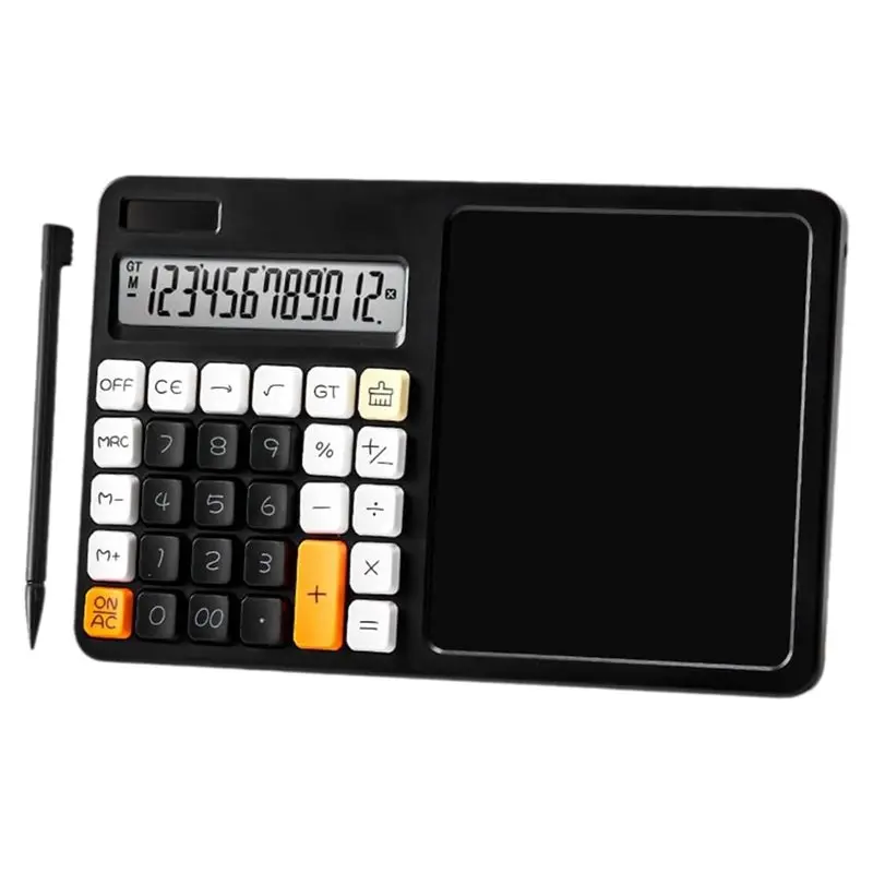 Hand-Drawn 12-Digit Display Calculator Featuring Built-In Pen(Battery Not Included)